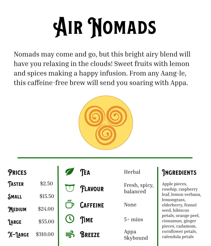Air Nomads tea card